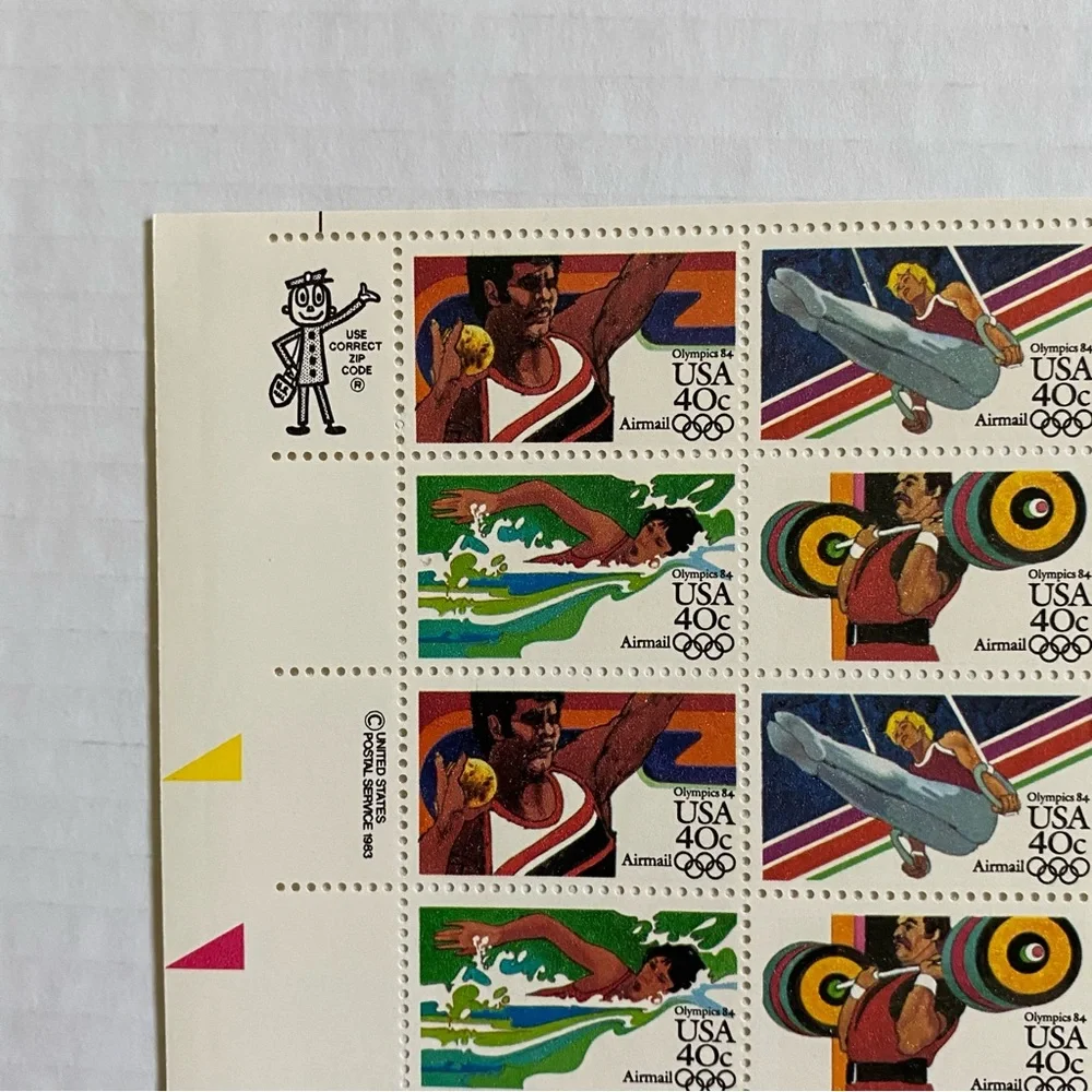 1983 40 cent 1984 Olympics Airmail Full Sheet of 50 Scott #C105-C108 Mint NH